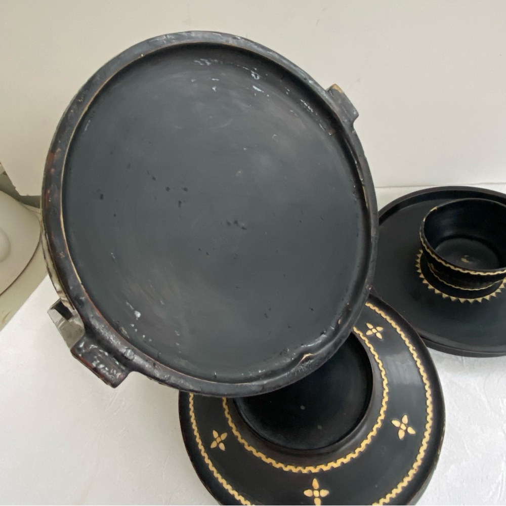Vintage Tiffin Burmese Lacquered Food Carrier 4 pieces circa 1950 - Picture 12 of 17